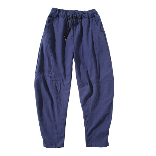 Yuguan más tamaño grasa estilo chino pantalón de rábano suelto pantalones de algodón lino de lino de lino casual hombres 300 jin [jin equivale a 0.5 kg] pantalones de linterna de cintura alta negra (linterna nueve puntos) 6xl 260-290 Jin [Jin equivale a 0.5 kg]