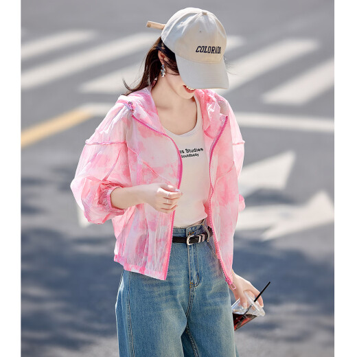 尚静休闲外套女夏季新款女装设计感渲染宽松轻薄舒适遮阳户外短外套女