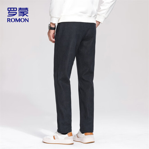 ROMON casual pants men's autumn loose business straight trousers corduroy warm sports pants men ZY02 dark gray X