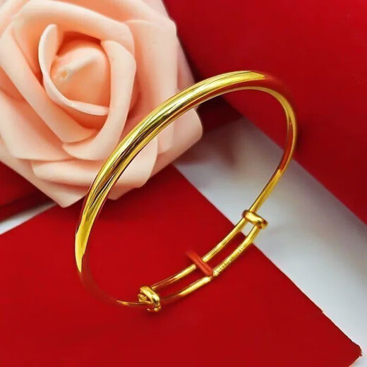 KZD Big Pickup 24 Pure Gold Bracelet Women's New Fashion Round Belly Solid Copper Alloy Bracelet Gift 18K (Glossy Bracelet-) 25g 10% Off Sold Out -