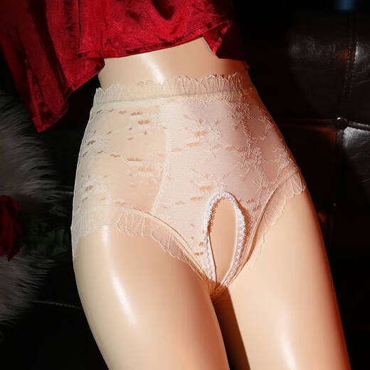 Sexy underwear, passionate temptation, perverted high-waisted sexy underwear, lace, large size underwear, thong for women, white, M size, open crotch 80-100Jin Jin is equal to 0.5 kg