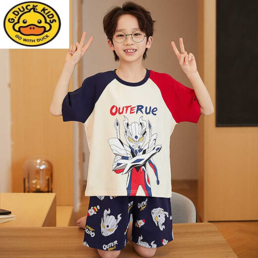 G.Duckkids Kinderpyjamas Junge Cerro kurzärmelig 2025 Neue Sommer Pure Cotton Baby Jungen Home Kleidung mittelgroße Kinder dünne N679 Shining Telligan [neuestes Modell] 50 große Kindergröße [High 1cm/g