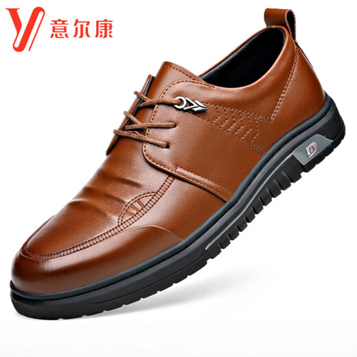 YRC Yierkang Herrenschuhe neue Business Casual Lederschuhe für Männer weiche Lederweiche Sohle atmungsaktiven nicht rutschenden Papa-Schuhen mittleren Alters Brown 9755 44