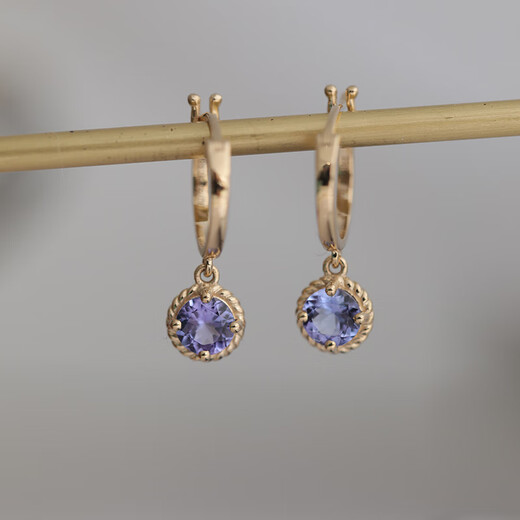 Shaoyu Natural Round Tanzanite Earrings Pendant Necklace 18k Gold Vintage Twist Inlaid Tanzania Origin Pendant (Excluding Chain)