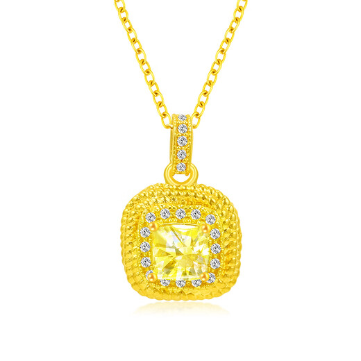 Mingzuan International 18K gold small sugar cube pendant female au750 pendant fashion trend inlaid neck ornaments as a birthday gift for girlfriend