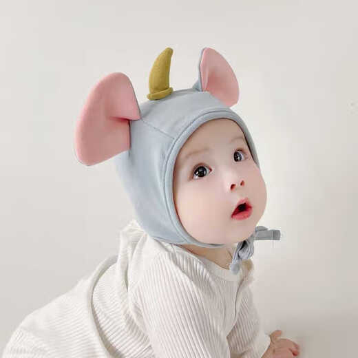 Yupinjia Infant and Toddler Chapeau de protection folkloge nouveau-né chapeau printemps et d'été Baotou Baotou Baby Protection d'oreille Hoop Rider Baby Baby Hat Protection Folk Folk Bleu clair / éléphant 36-46 cm (2 mois à 16 mois recommandés)