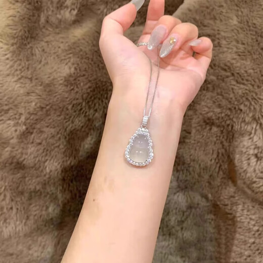 Idel's Fulu Chalcedony Gourd Necklace sterling silver pendant silver clavicle chain neck chain practical birthday gift for wife and girlfriend 925 silver Fulu Chalcedony Necklace L2563