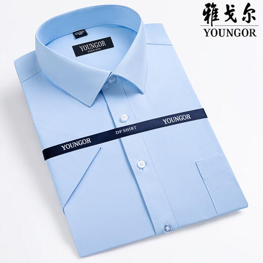 
CEO Yageol Summer Men's Short Sleeve Shirt Business Formal Clothes Casual Loose Working No-Iron Plaid Solid Color Shirt Men DX6630 38 (Suggested weight 100-120 Jin [Jin equals 0.5 kg])