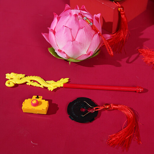 Customized Lotus Lantern Handheld Luminous fertiges Produkt Hebelstange Quastel Palace Lantern Nacht Licht Retro-Stil Hanfu Lotus Lantern O695 Lotus Hellrosa Lampenhebestange Batterie