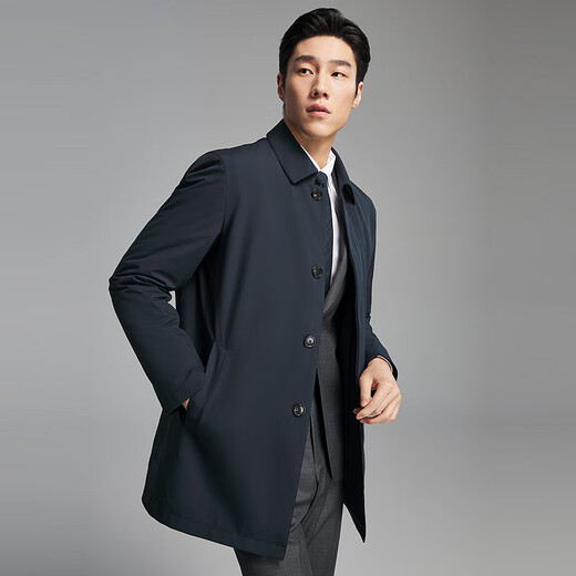 Youngor windbreaker men's high-quality polyester fiber down windbreaker business lapel classic inner zipper 2025 new product combination Navy VYYF419865FFA 2XL 185/104A (recommended 170-180Jin Jin equals 0.5 kg)