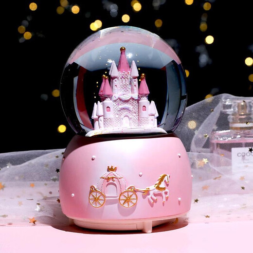 Bombshell Castle Unicorn Crystal Ball Music Box Children's Gift for Little Girls Music Box Toy Girl Birthday Gift Fairy Tale Castle Lights + Music + Hand-cranked Snowflakes