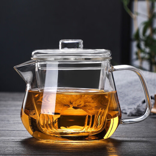 Qinkai heat-resistant high temperature glass teapot filtered thickened transparent single pot small floral teapot household tea water separation glass penguin teapot 500ml