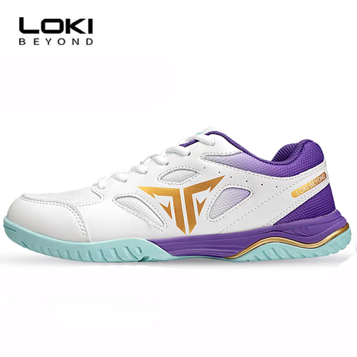 LOKI Thor Stinger table tennis shoes TSW5004 5005 Stinger table tennis shoes for men and women, non-slip, wear-resistant and breathable Stinger TSW5005-white and purple 39 (245mm)