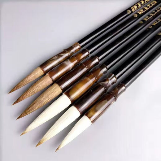 Professional-grade brush calligraphy dedicated for beginners to practice high-end professional-grade medium-sized pure wolf howling in regular script, four treasures of the study room, student wolf hair, sheep hair and hair brush, black rod agate style, medium size - wolf hair