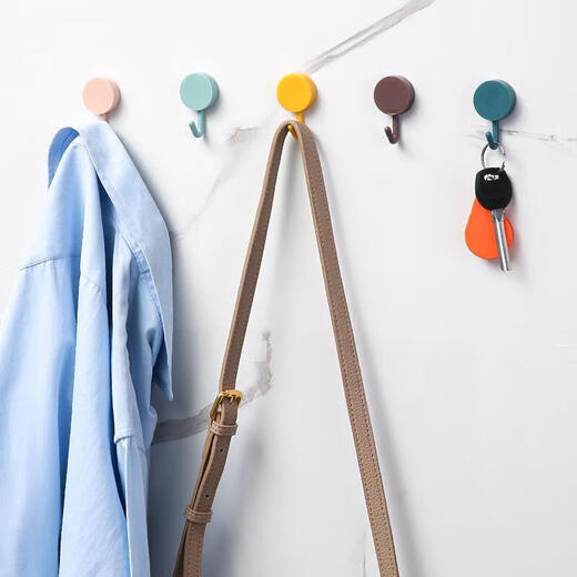 Macaron hooks, no need to punch holes, no traces, cute little hooks, sticky hooks on the back of the bathroom door, plastic cartoon small hooks, Macaron hooks, 10 pieces