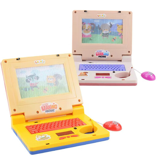 Jiashi 25 simulated computer early education English notebook learning machine retractable mouse sound and light children's gift English version - green (mouse retractable)