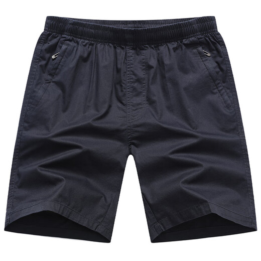 Isaac Paul pure cotton shorts men's loose five-quarter pants summer men's outer wear mid-trousers dad casual pants zipper pocket A9227 dark blue [pocket zipper] XL _135-155Jin [Jin equals 0.5 kg] about
