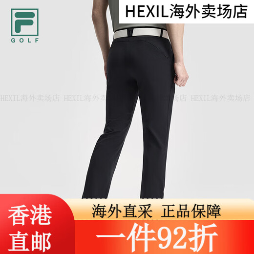 斐乐（FILA）男士梭织长裤2025夏高尔夫运动基础黑色直口裤 深黑-BK M 170/80A 深黑-BK M170/80A 均码