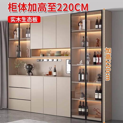 Yusenyi maßgeschneidertes Massivholz -Sideboard in integriert in der Wand moderne einfache Wohnzimmerschrank Restaurant Tee Schrank Weinschrank Aufbewahrungsschrankstil 12200*40*220 Massivholz Ökologische Board (Packung 6 Türen