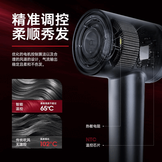 Xiaomi Mijia Intelligent Supply Chain Same style bladeless high-speed hair dryer for home use, silent, high-power, non-damaging, constant temperature hair dryer, quick-drying, rose red - single air nozzle | 4.5 billion negative ions