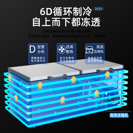 Royalstar Freezer Commercial Large Capacity Full Freezer Horizontal Freezer Household Refrigerator Freezer Dual-Temperature Commercial Large Freezer Freezer Display Cabinet High Cost-Effectiveness 426 Liters Dual Temperature First-Class Energy Efficiency