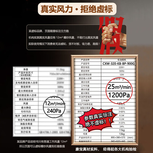 Canbo (Canbo) national subsidy 20% free installation range hood household large suction kitchen range hood small size variable frequency European top suction first level energy efficiency three-cavity frequency conversion丨25m +1200Pa static pressure + somatosensory