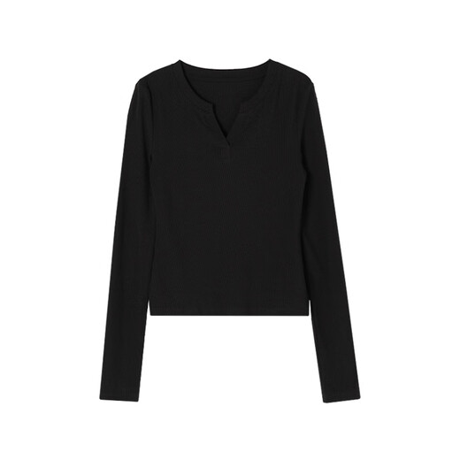NOMEv collar long-sleeved spring inner layering shirt slim and versatile top dark gray M 95-105Jin Jin equals 0.5 kg