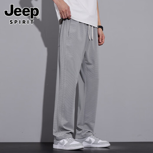 Jeep (Jeep) Ледяные шелковые крутые повседневные брюки для мальчиков Лето тонкие быстросохнущие спортивные брюки для мужчин 2025 Новые драпированные прямые брюки 6628 ВМС синий M [Рекомендуется 90-110-джин [Джин равен 0,5 кг]]