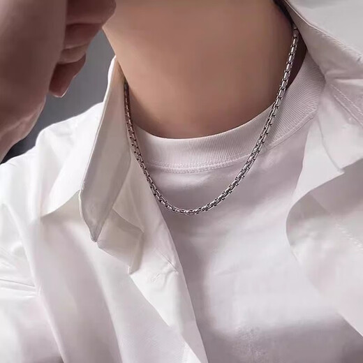MZMZ platinum necklace men's new fashionable temperament PT950 platinum clavicle chain Valentine's Day birthday gift for boyfriend Light luxury model - width 3.5mm chain length 55cm