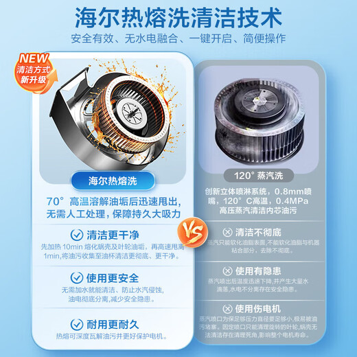 Haier range hood for household large suction mute first-class energy efficiency range hood gas stove set top side double suction 30 cubic waving hand intelligent control self-cleaning smoke stove linkage 739UD [flagship top-end] 30m hurricane suction 739 hood - National warehouse