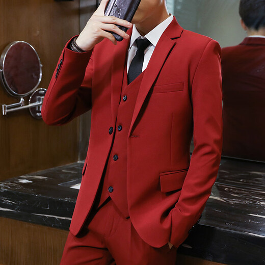 18-year-old teenager high school student adult dress suit boy suit men's suit junior high school and high school student graduation dress host casual black (solid color six-piece suit + shirt + vest + trousers) belt + 170/M 120-128Jin Jin is equal to 0.5 kg