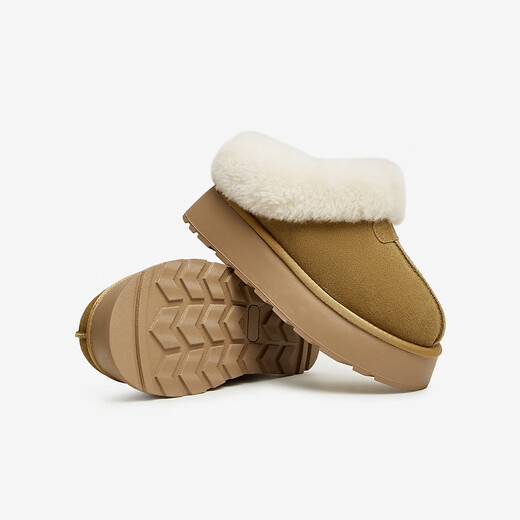 TATA snow boots 2025 winter thick-soled plush boots warm low-top cotton shoes furry women's shoes WDX17DM5 yellow/white 36