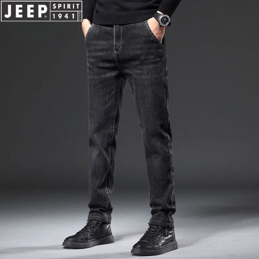 JEEP SPIRIT男士牛仔裤2025春秋季商务直筒裤宽松弹力休闲水洗长裤男 9928特深蓝 28