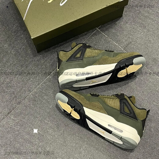 耐克（NIKE） Air Jordan 4 AJ4 军绿色 男女潮流复古篮球鞋 FB9927-200 FB9928-200大童 (GS)专注正品 35.5 收藏加购优先发货