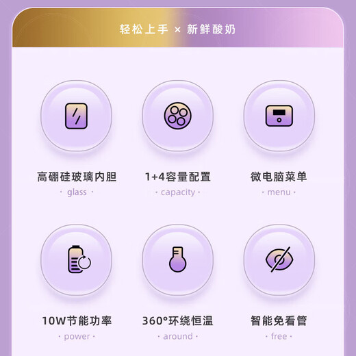 JFHSBS Deutsche Joghurtmaschine, Haushalt, klein, vollautomatisch, Glaseinsatz, Wein, Reiswein, hausgemachte Gärung, All-in-One-Topf, Natto-Gärung, Kimchi-Maschine, Multifunktions-Großraumverpackung, intelligente Keramik, weiß, 1 l großer Liner + 4 x 100 ml kleine Tassen