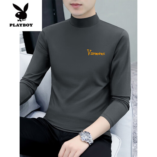 
Playboy (PLAYBOY) pure cotton half turtleneck base shirt for men's long-sleeved T-shirt solid color middle-collar spring and autumn men's underwear T-shirt outside autumn clothes LH-YPC6187 white XL [Suggested 130-145Jin [Jin equals 0.5 kg]]