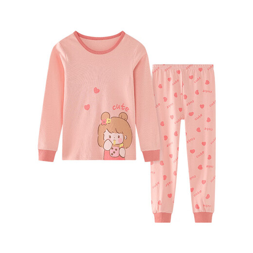 Rote Bohne reines Baumwollherbst-Kleidung und Herbsthose Dünne Männer und Frauen im mittleren Alter im mittleren Alter und Winterthermie Unterwäsche Set Kinderpajamas H4m1056 Rosenpulver 160