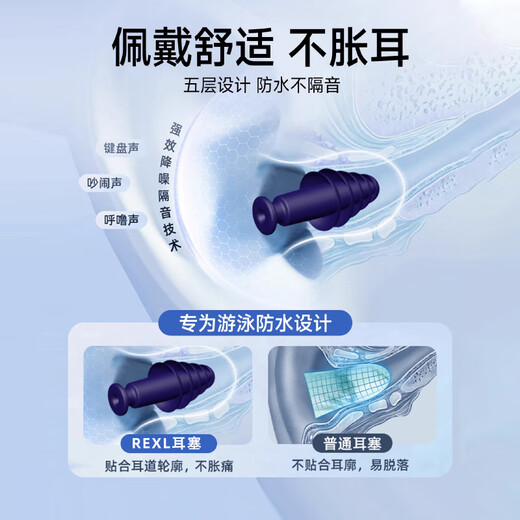 Zhanjiao swimming waterproof earplugs with lanyard, anti-lost, anti-choking nose clip, anti-fog, adult style swimming goggles set, adult upgrade - 5-layer waterproof