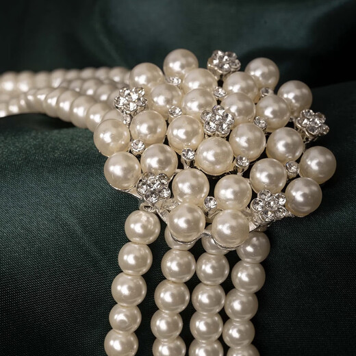 Hepburn style retro photo shoot pearl necklace earrings bracelet gloves bride wedding jewelry jewelry set E necklace combination