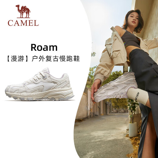 CAMEL Roaming Outdoor Retro Jogging Shoes for Women Casual Sports K23S09L7014-1 Off-White/Taro Purple 37