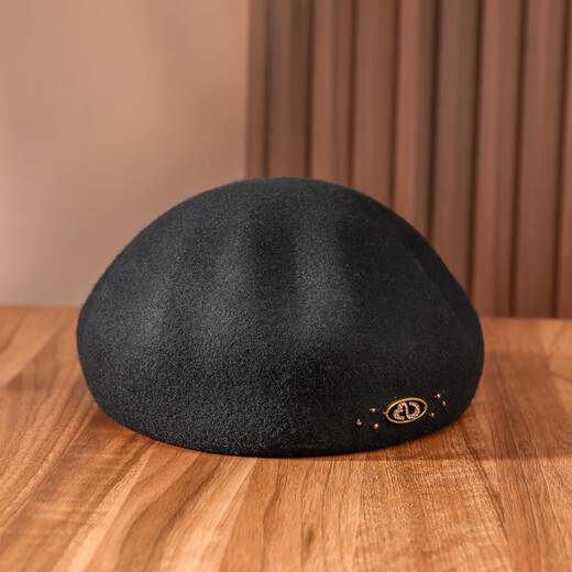 PTAH autumn and winter wool hat, bud hat, woolen simple retro fashion beret, handmade beading, shopping, winter new style, black