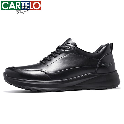 CARTELO men's leather shoes autumn leather lace men's shoes soft sole business sports casual shoes 5309 black 42