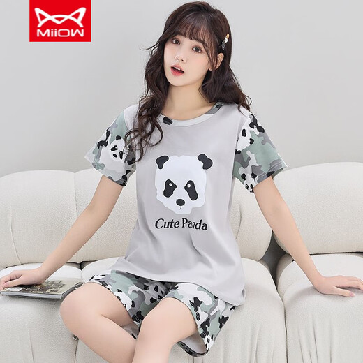 Catman Miiow Pyjamas pour femmes en été en été coton pur manche courte mince version coréenne douce et mignonne de vêtements étudiants à la maison étudiant Summer 1396 l Style féminin 85-95jin [Jin est égal à 0,5 kg]