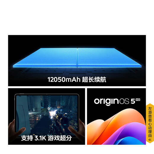 iQOOPad5 Pro【国家补贴15%】天玑9400+ 13英寸 高亮电竞屏 12050mAh 超长续航 灰晶 8GB+256GB