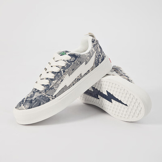 Lightning x Storm Picasso Paintings co-marqués Lightning Men and Women's Shoes for Revenge Storm Small Fragrant Pain Chaussures Couple Skate Skateboard LS-699 Starry Sky Blue 43