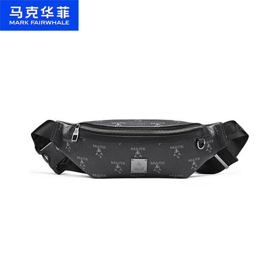 马克华菲男士单肩斜挎包女运动骑行胸包时尚多功能情侣腰包小挎包 黑色