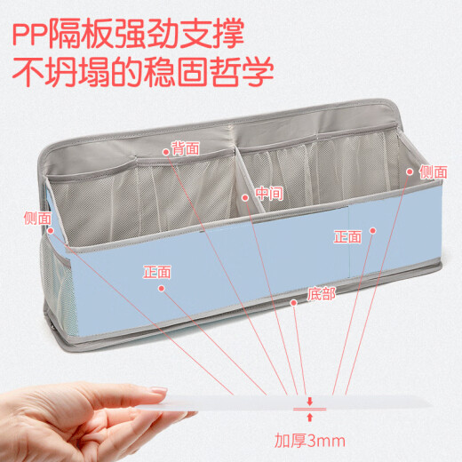 婴儿床收纳袋挂袋床头尿布收纳床边置物袋尿片袋多功能储物置物架 蓝色