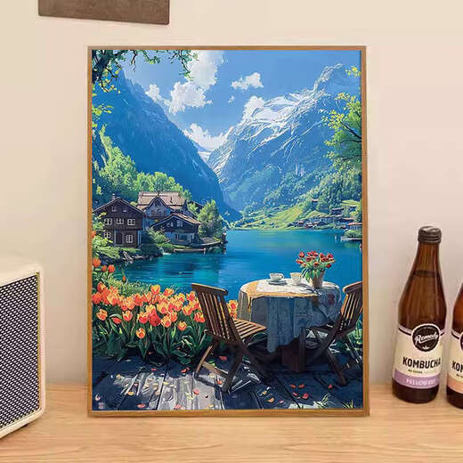 Town Swiss Digital Painting DIY REMPLAGE CADEAU MAIN MAIN MAIN COURTONIER LAND