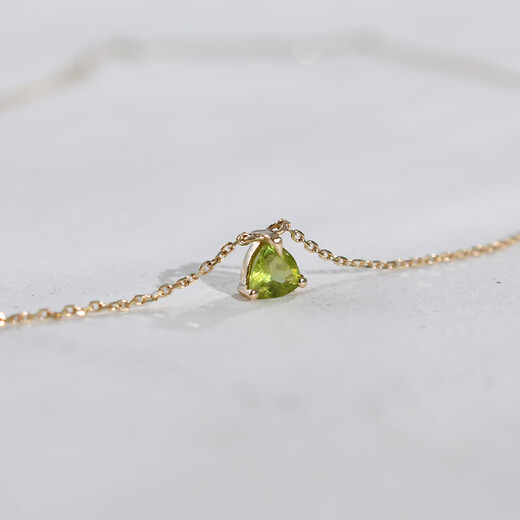 Small Mother's Day gift LBardeen 10K gold color gold olive color treasure pendant necklace women's clavicle necklace olive green necklace