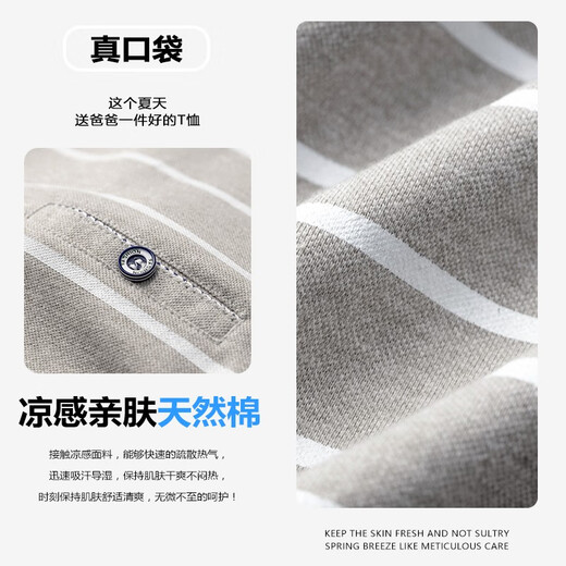 中年爸爸夏装短袖t恤50岁polo衫上衣服夏季薄款中老年人男士爷爷 cj9904蓝色 M 165/